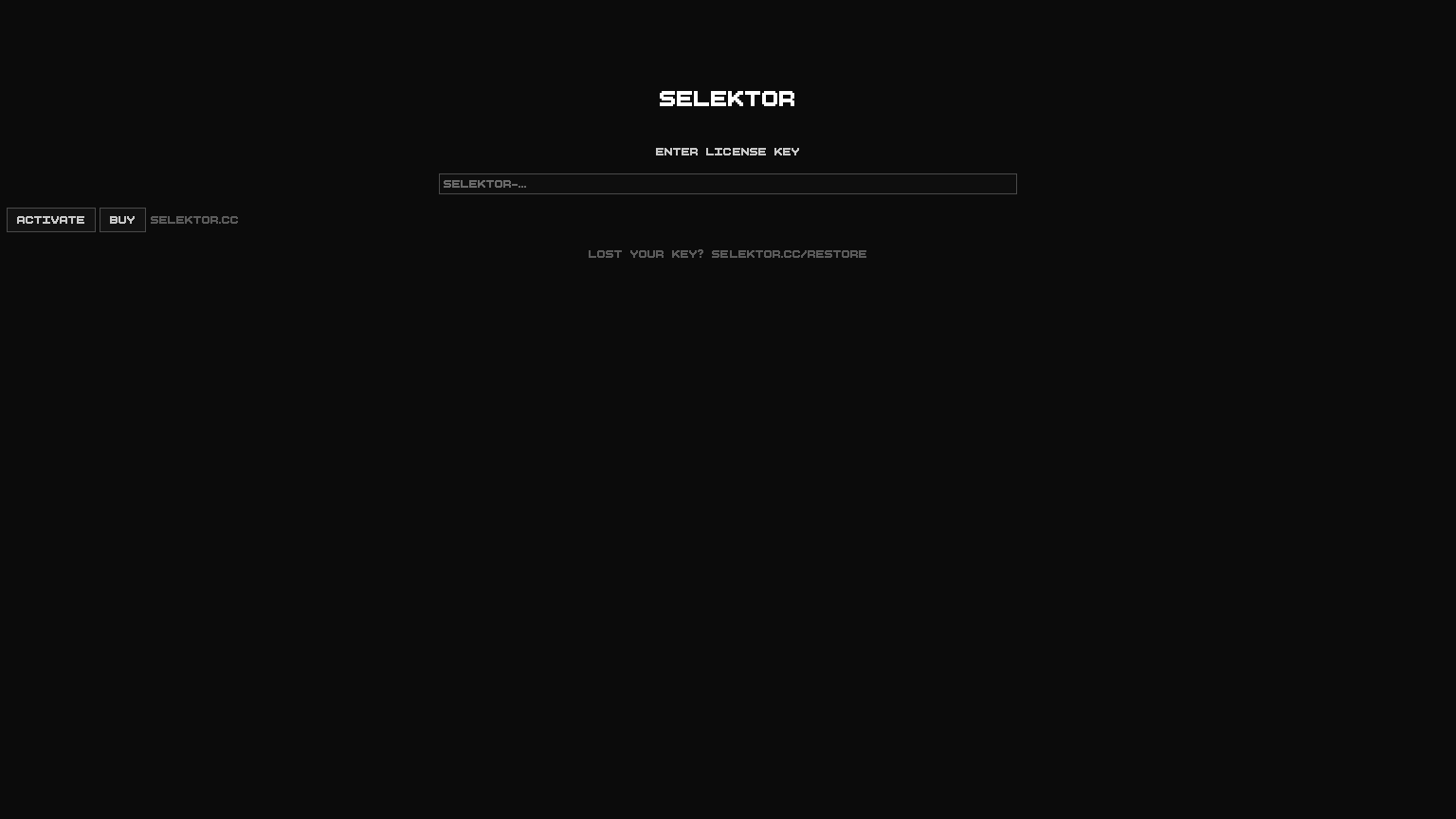 Activation screen
